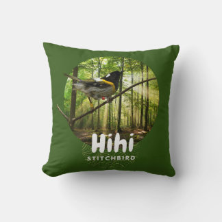 Coussin Oiseau hihi en voie de disparition - nz stitchbird
