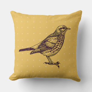 Coussin OISEAU JAUNE vintage CONCEPTION OISEAU Rétro JAUNE