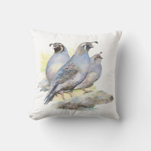 Coussin Oiseau original de cailles de Californie