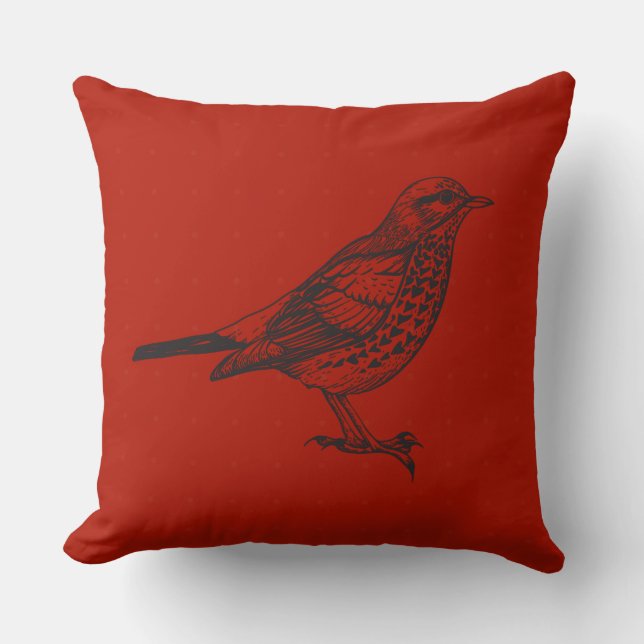 Coussin OISEAU ROUGE vintage DESIGN OISEAU Rétro Jeu (Recto)