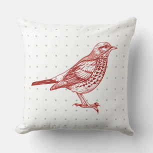 Coussin OISEAU ROUGE vintage DESIGN OISEAU Rétro Jeu