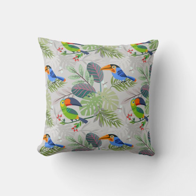 Coussin Oiseau Toucan mignon, Motif de tous les jours, Aqu (Recto)