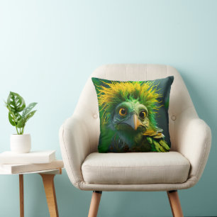 Coussin Oiseau vert