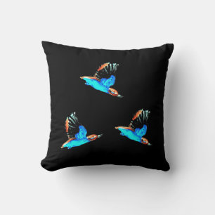 Coussin Oiseaux à la nuit Martins-pêcheurs colorés
