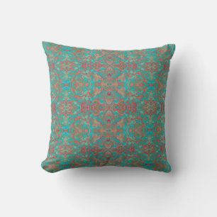Coussin Oiseaux Arabesque Bohème Bohème Turquoise Rouge Ve