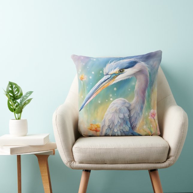 Coussin Oiseaux arc-en-ciel Héron bleu 2 (Chaise)