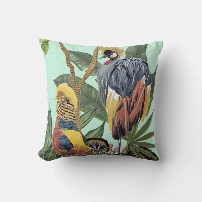 Coussin Oiseaux au Paradis - Grands Oiseaux (Recto)