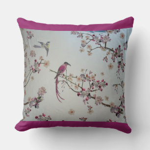 Coussin Oiseaux aux fleurs de cerisiers