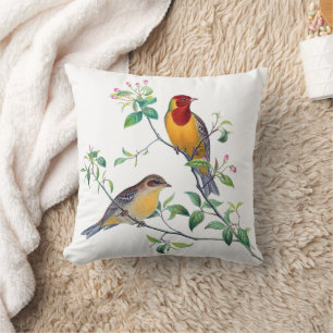 Coussin Oiseaux bariolés sur des branches