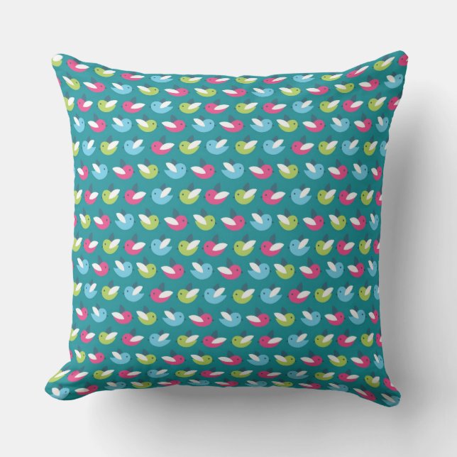 Coussin Oiseaux bleu motif (Recto)