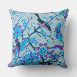 Coussin Oiseaux bleus et papillons Lancer l'oreiller