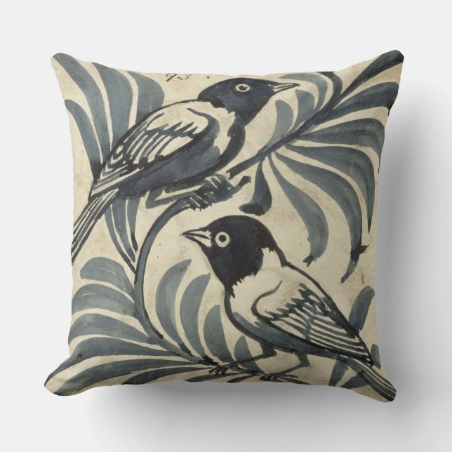 Coussin Oiseaux bleus (la semaine sur le papier) (Recto)