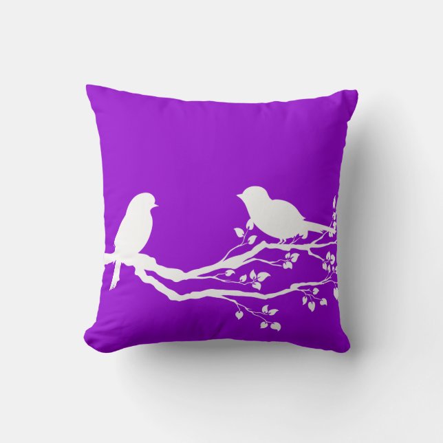 Coussin Oiseaux De Campagne Violet Sombre Au Repos (Recto)