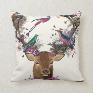 Coussin Oiseaux de cerfs, nids d'oiseaux tropicaux