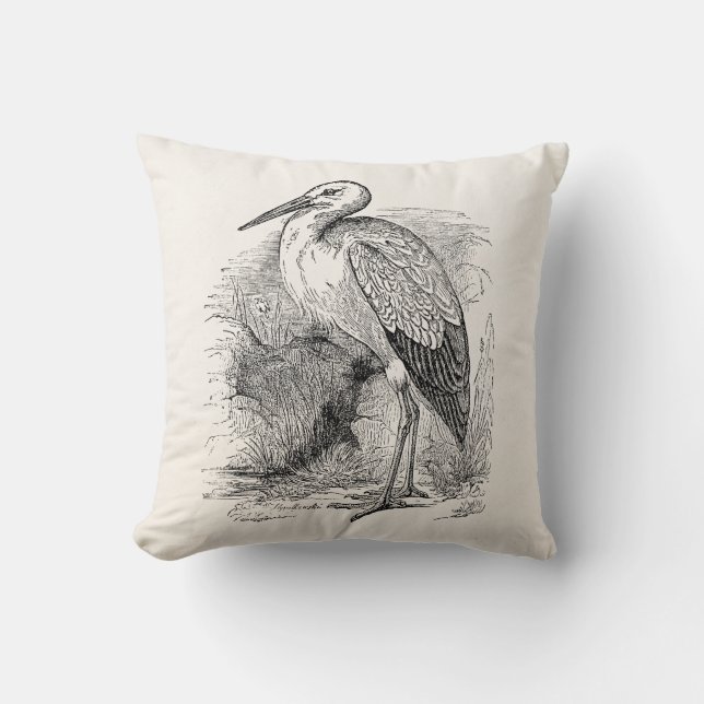 Coussin Oiseaux de cigognes personnalisés par oiseau (Recto)