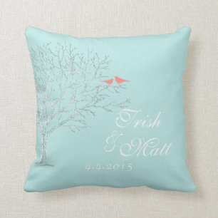 Coussin Oiseaux de corail d'Aqua de branches d'arbre