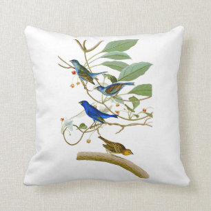 Coussin Oiseaux de John James Audubon d'étamine d'indigo