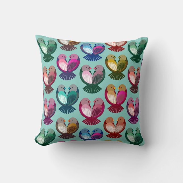 Coussin oiseaux de la Saint-Valentin amoureux (Recto)