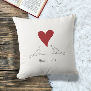 Coussin Oiseaux de l'amour blancs modernes personnalisés C