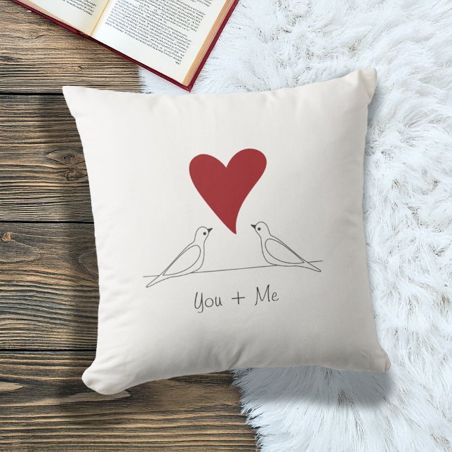 Coussin Oiseaux de l'amour blancs modernes personnalisés C (Créateur téléchargé)