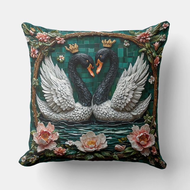 Coussin Oiseaux de l'amour romantiques décoration élégante (Recto)