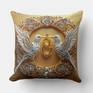 Coussin Oiseaux de mariage Bagues & Amour