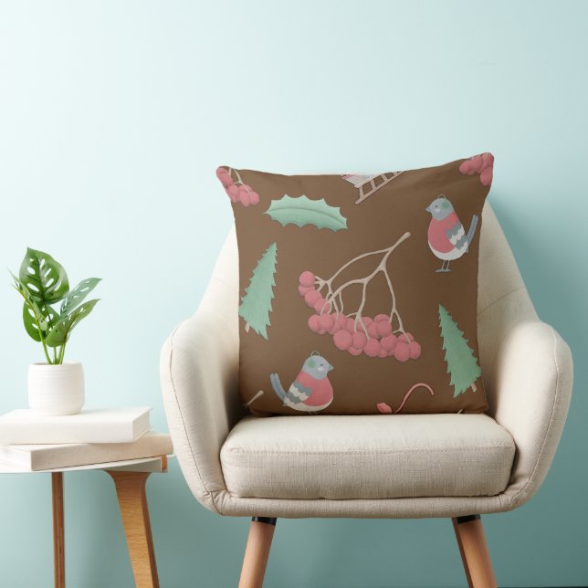 Coussin Oiseaux de Noël et daims (Chaise)