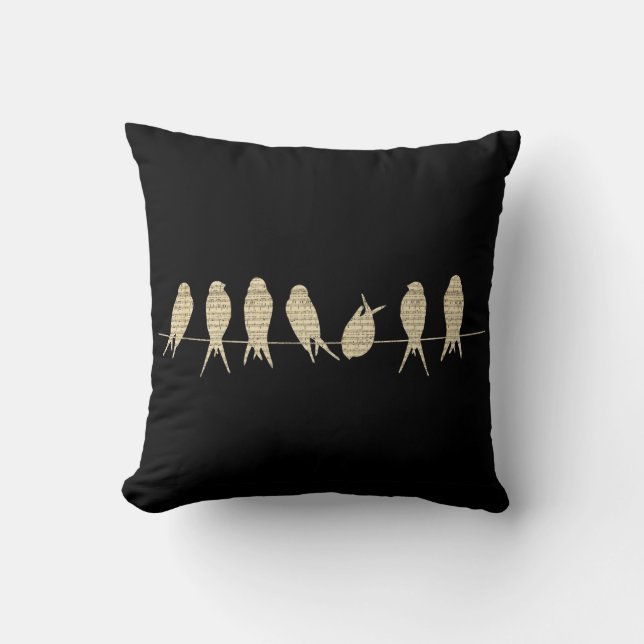 Coussin Oiseaux de note musicale de feuille de musique sur (Recto)