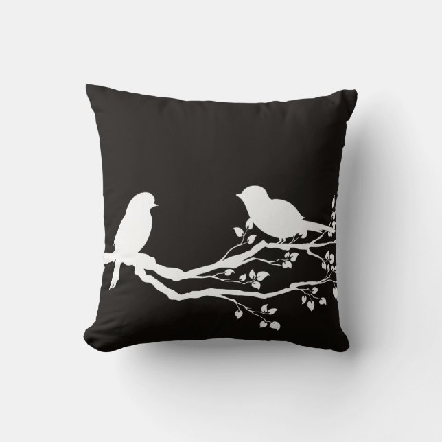 Coussin Oiseaux de repos Pittoresques noirs fumés (Recto)