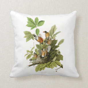 Coussin Oiseaux de Robin John James Audubon d'Américain d