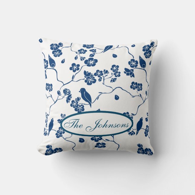 Coussin Oiseaux de Toile contemporains et fleurs Jeter l'o (Recto)