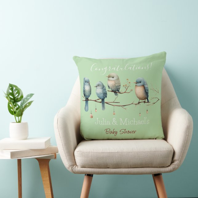 Coussin Oiseaux de Whimsical sur Branches Baby shower Past (Chaise)