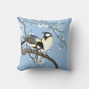 Coussin Oiseaux et fleurs de cerisier Ohara Koson
