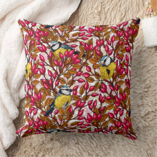 Coussin Oiseaux et hanches roses de chien