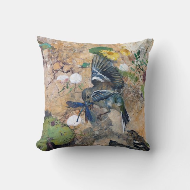 Coussin Oiseaux et libellules, Bruno Liljefors (Recto)