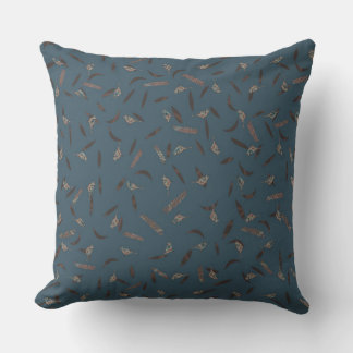 Coussin Oiseaux Feuilles Bleu Poussiéreux Terracotta & Mar