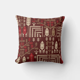Coussin Oiseaux Fleurs Motif bleu foncé