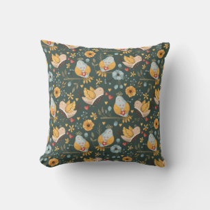 Coussin Oiseaux Fleurs Motif de Bohême