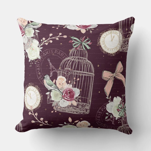 Coussin Oiseaux floraux (Recto)
