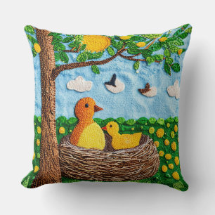 Coussin Oiseaux jaunes mignons Décoration d'oiseau adorabl