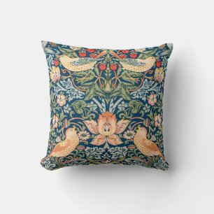 Coussin Oiseaux mignons, Art vintage de voleur de fraises