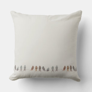 Coussin Oiseaux Modernes Simple Sur Un Fil