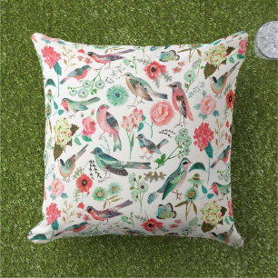 Coussin Oiseaux multi-couleur tout-sur-impression
