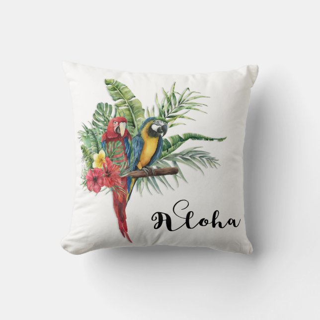 Coussin Oiseaux Paradis Insulaire Floral Tropical Botaniqu (Recto)