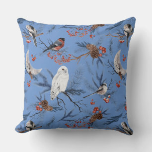 Coussin Oiseaux perchés de fin de journée d'hiver Hiboux B