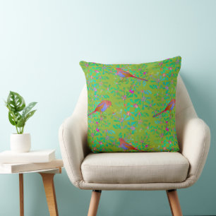 Coussin Oiseaux prenant leur brunch au printemps