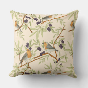 Coussin Oiseaux robots sur branche d'olivier
