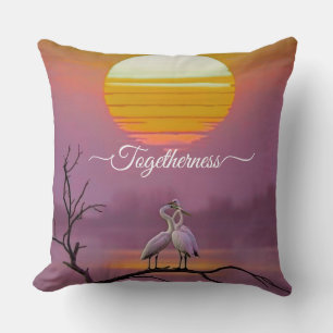Coussin Oiseaux romantiques au coucher du soleil, accent d