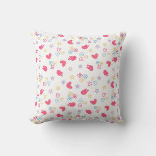 Coussin Oiseaux roses et Coeurs d'Amour