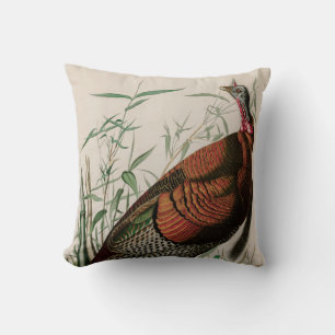 Coussin Oiseaux sauvages de Turquie d'Amérique Audubon Imp